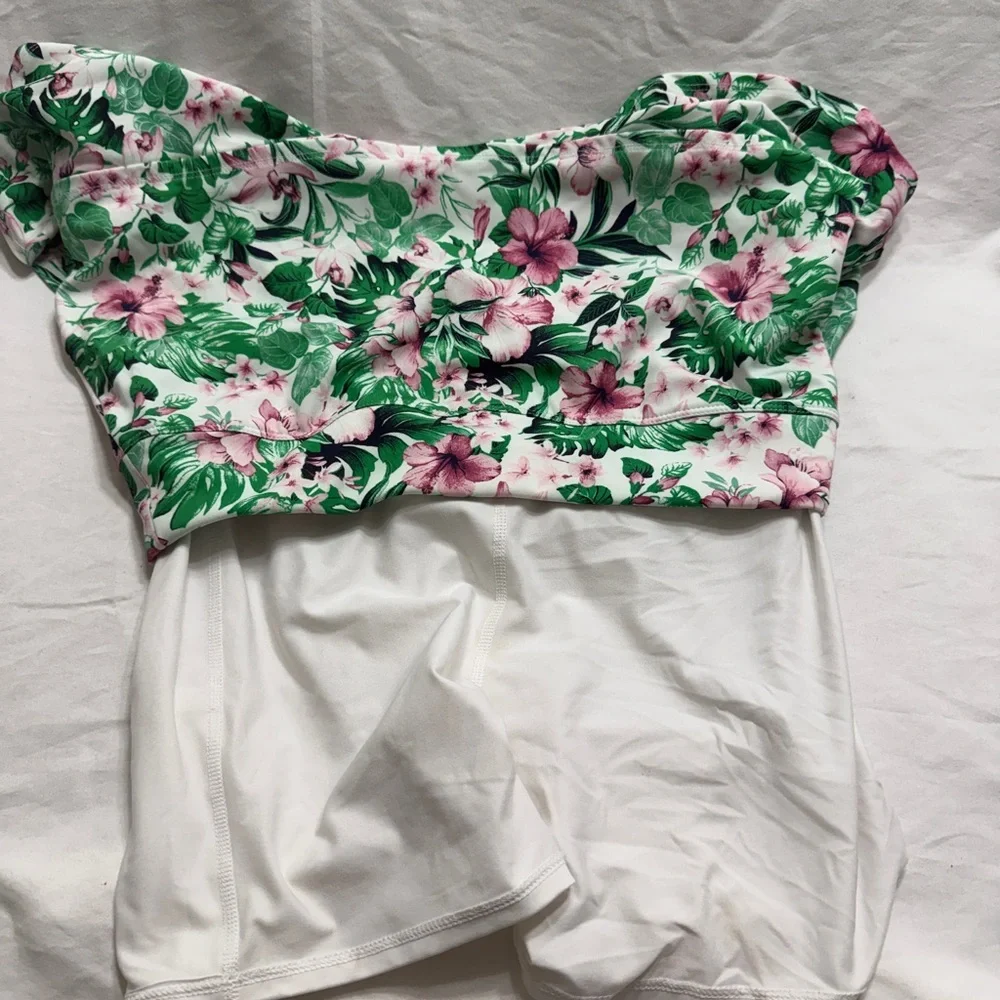 Tommy Bahama Green & Pink Tropical Ruffle Mini Skirt - Picture 4 of 4